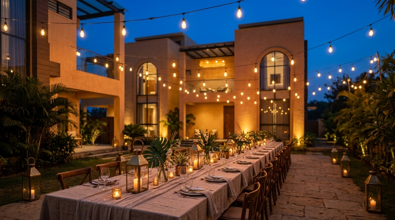 The outdoor lawns of Area 83 set for a celebration